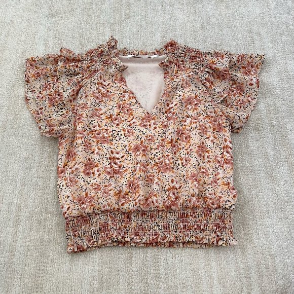ASTR The Label Floral Smocked Crop Top S - Picture 1 of 7